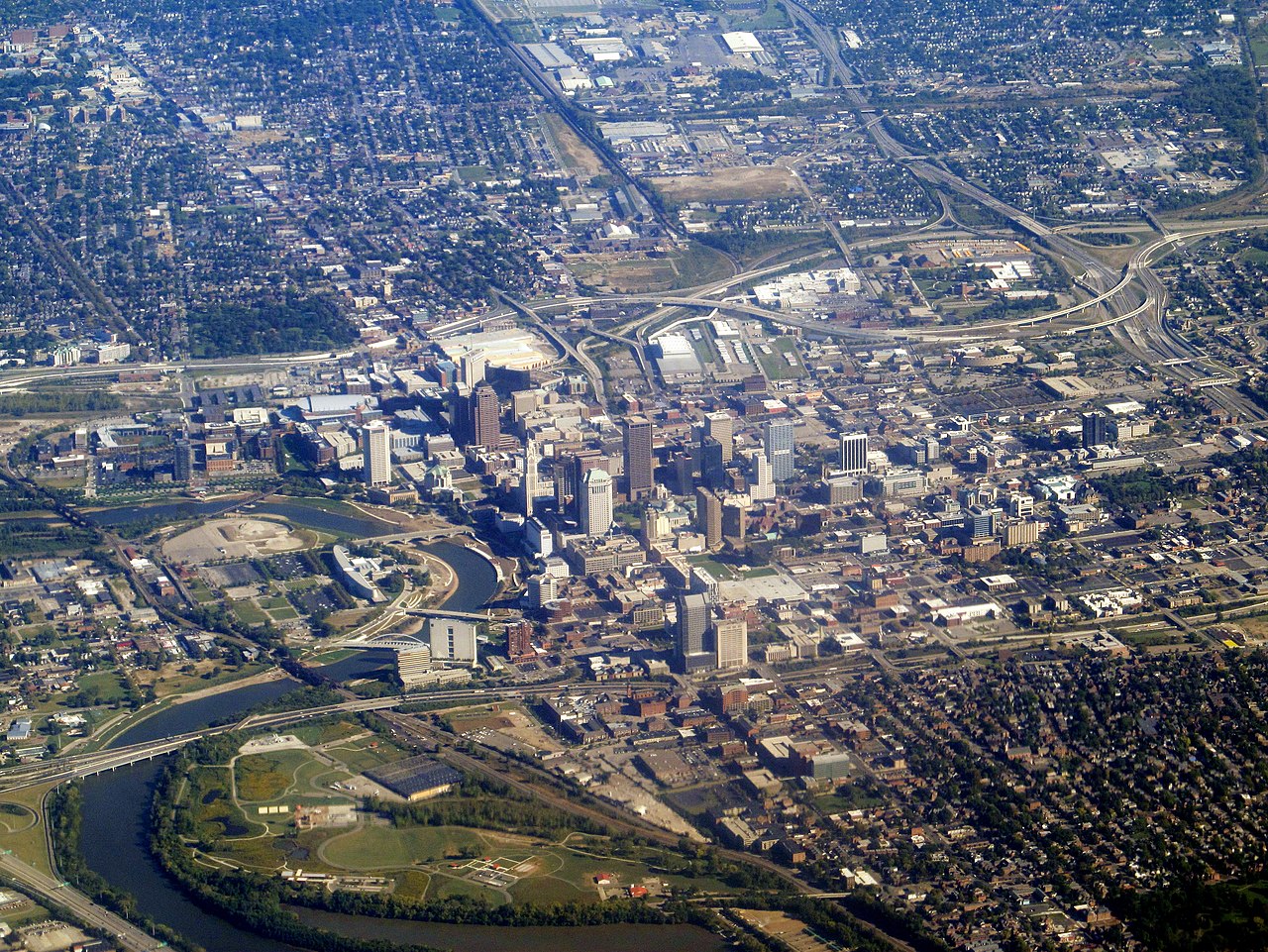 Aerial view of Columbus